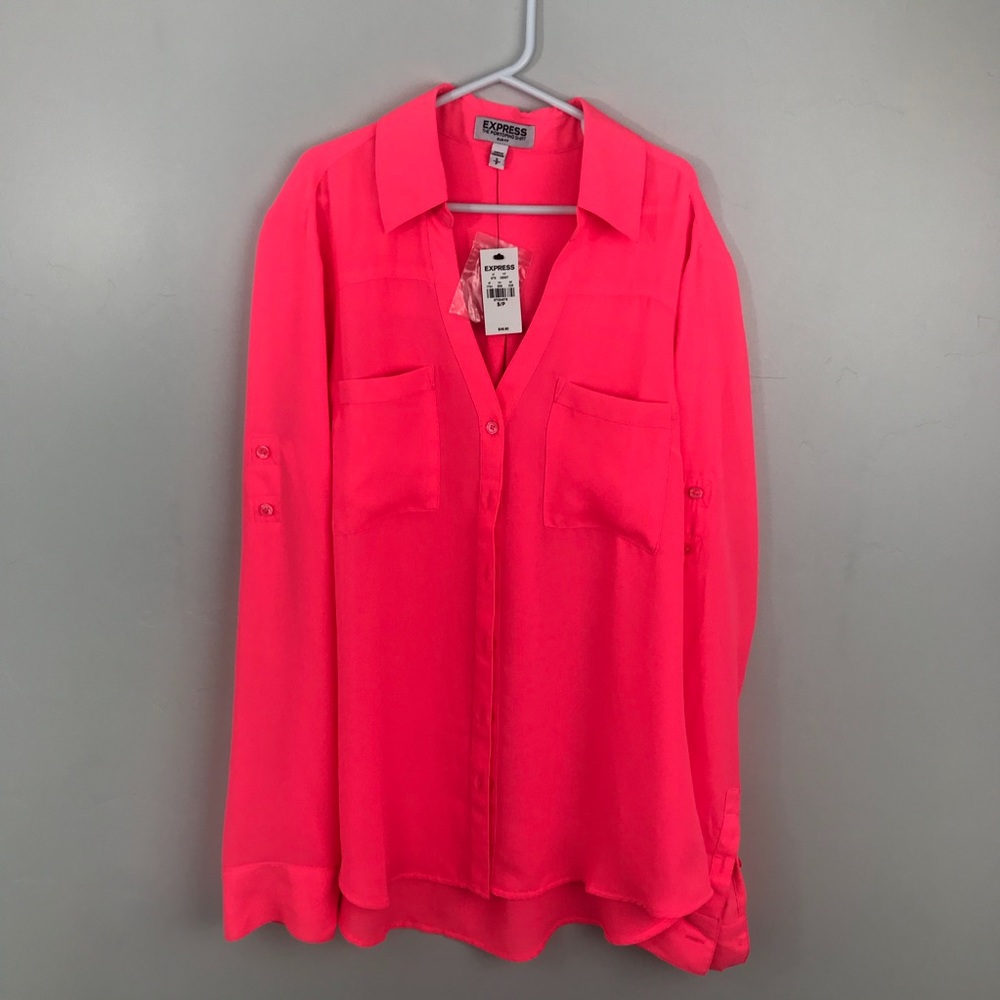 Brand New Express Coral Button Up Top